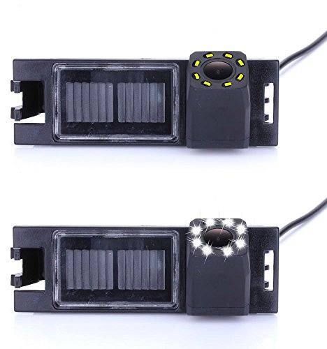 Dynavsal parkeringshjälp, kamera för registreringsskyltbelysning, registreringsskyltbelysning, färgbackkamera med 8 LED för Tucson IX35/Tucson från 2005 (nr 8087 med 2 klämmor med 8 LED)