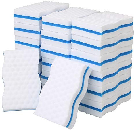 Chemical Free Melamine Sponges - ASelected Sandwich Magic Eraser Sponge Cleaning Blocks Cleaner Wall Wipes for Stain & Mark Removal - White, Pack of 20