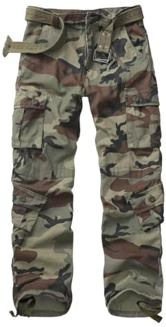 TRGPSG Women's Casual Combat Cargo Pants,Cotton Outdoor Camouflage Military Multi Pockets Work Pants 6203 C29 Camo