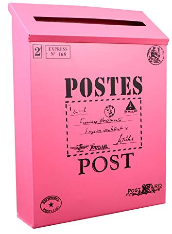 Buzón de Montaje en Pared Vintage Buzón de Metal Al Aire de Gran Capacidad Buzón Decorativo para Decoración de Pared de Jardín Accesorios Fotográficos Rosy