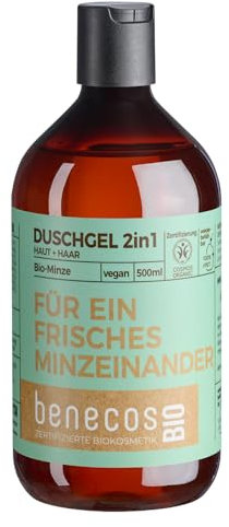 benecosBIO - Duschgel 2in1 BIO-Minze Haut & Haar FÜR EIN FRISCHES MINZEINANDER - vegan - recyceltes Plastik