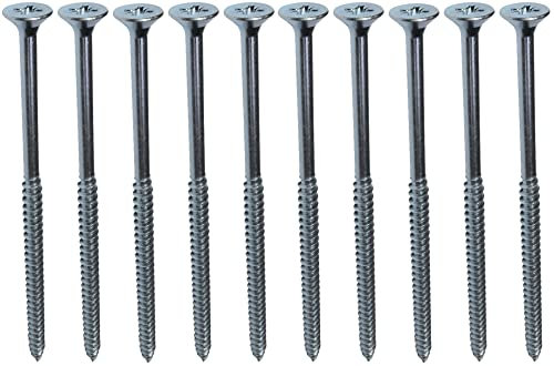 AERZETIX - C44838 - Lot de 10 - Vis à bois - Ø5x110mm - en acier zingué métal - tête fraisée - à empreinte cruciforme pozidriv - couleur argent