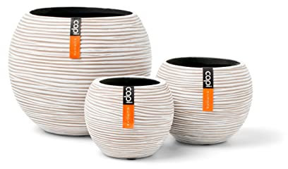 Capi Europe - Mix Box Gefäß Kugel Rib Elfenbein - Elfenbein - Blumentöpfe für den Innenbereich - Geschenkset