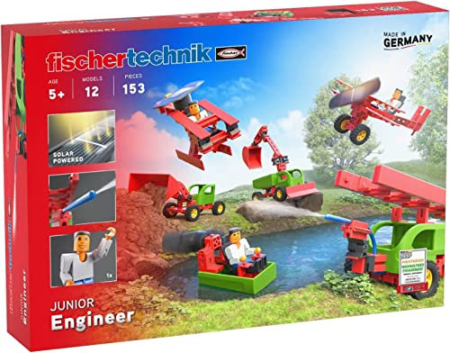 fischertechnik 564066 JUNIOR Engineer – Bausatz für Kinder ab 5 Jahren, Spielzeug mit Solarrotor & Pneumatikzylinder, fördert technisches Verständnis