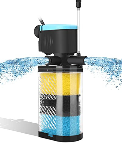 AquaMiracle Aquarium Filter 3-Stage in-Tank Filter Internal Fish Tank Filter Turtle Filter for 10-40 Gallon Fish Tanks with Dual Water Outlet & Aeration