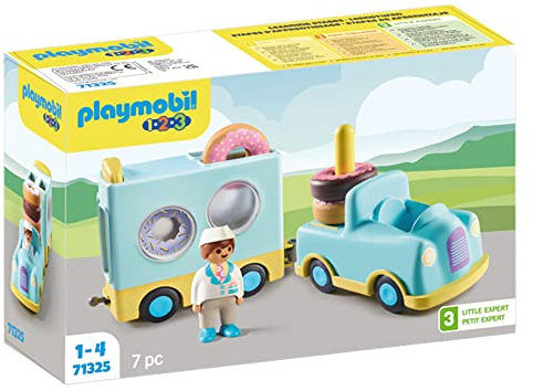 PLAYMOBIL 1.2.3: 71325 Verrückter Donut Truck mit Stapel- und Sortierfunktion, Lernspielzeug für Kleinkinder, Spielzeug für Kinder ab 12 Monaten