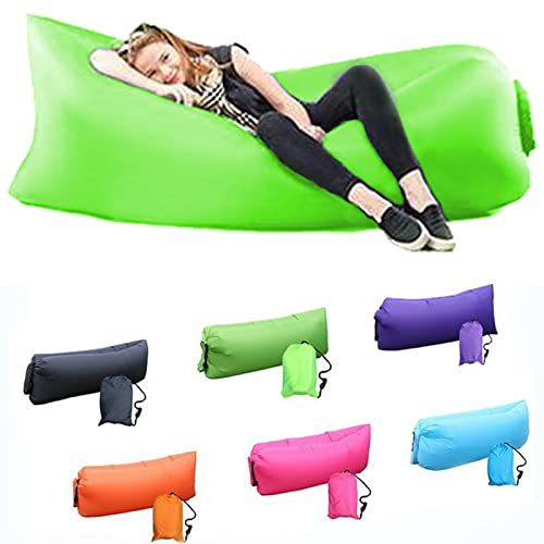 DERJLY Gonflable Canapé Chaise Longue - Imperméable - Anti-fuites d'air avec Paquet Portable Air Sofa Air Bag, pour Voyager, Camping, Randonnée, Piscine et Parties de Plage