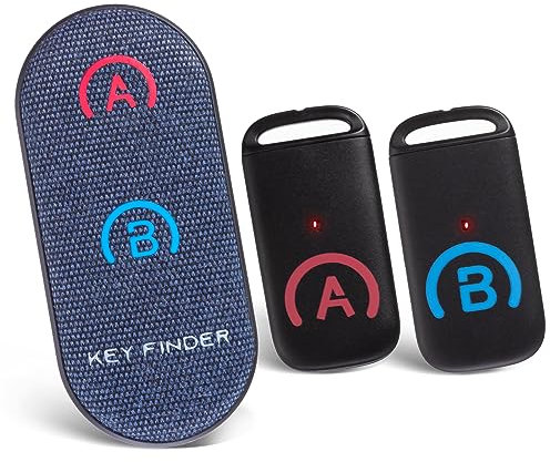 Simjar - Trova chiavi di base con ricevitori più sottili e telecomando avanzato in tessuto, 80 dB+RF Localizzatore di oggetti con raggio di lavoro di 39,9 m in spazio aperto, per chiavi, portafogli,