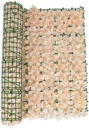 BBTISG Künstlicher Efeu-Heckenschutz, erweiterbarer künstlicher Zaun, 50 x 100 cm, Hochzeitsdekoration, Gartenzaun für Wanddekoration, Sichtschutz und Sichtschutz (Champagner)