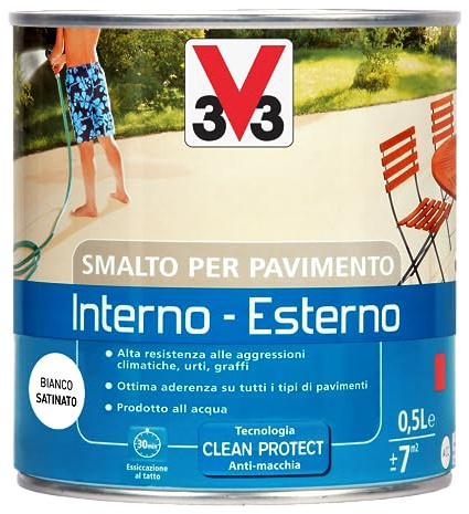 V33 Smalto per Pavimenti Interno o Esterno Bianco 0.5 L