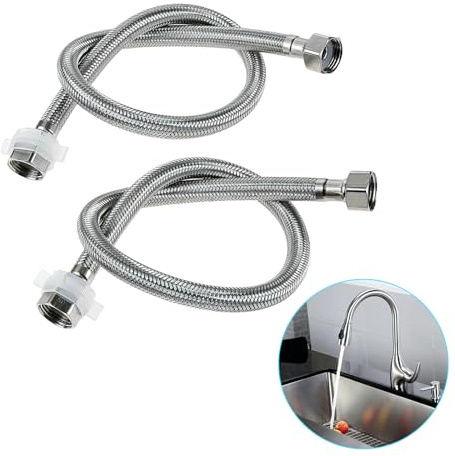 BOWAREPRO 2 Stück Flex Schlauch Armatur, Edelstahl Anschlussschlauch G1/2 x G1/2, Panzerschlauch Wasserhahn, Dusche Umflechtung Flexschlauch für Wasserhahn Mischbatterie (80cm)