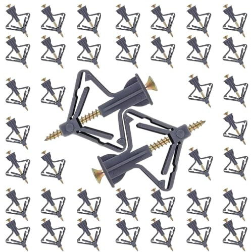 50PCS Plasterboard Wall Plugs Set Drywall Anchors Plasterboard Fixings with Screws Drywall Cavity Fixings Universal Drywall Anchors Heavy Duty for Plasterboard Fixings