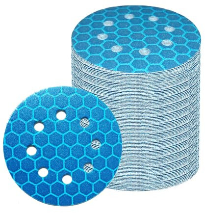 Crossarctic 100 Stück Schleifpapier 125mm Klett, Blau Profi 125 Schleifscheiben Rund 8 Loch für Exzenterschleifer（Mit Körnung 60/80/120/240/320）