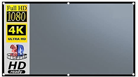 MEIVIYA Écran de Projection, Écran de Projection 16: 9 métal Anti-lumière 84 100 120 130 Pouces revêtement Optique Gris Projection de Toile réfléchissante Portable(100 inch)