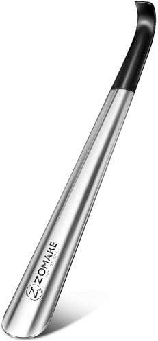 ZOMAKE Calzador Metal Extra Largo - 72 cm Calzadoras de Zapatos Acero Inoxidable Grande Calzadores para Personas Mayores Calzador Mango Largos Metalico para Botas(1 Pieza Plateada A)