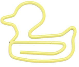 Jwthee Trombones en forme de canard, 100 pièces trombones jaunes petits signets trombones mignons trombones de bureau support trombone en métal léger trombone de canard jaune portable