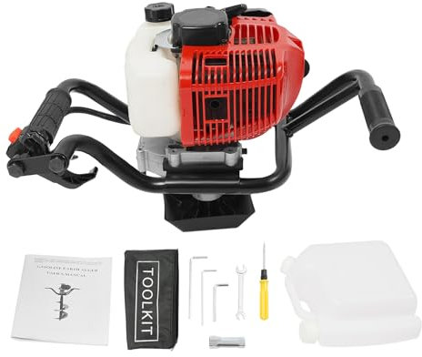 Fridgestea Tarière à essence à 2 temps 52 cc, 2 CV, pelleteuse, machine de creusement de jardin, kit de tarière (foret non inclus)