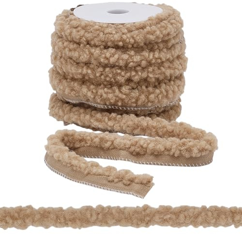 PH PandaHall Cinta de felpa de pelo sintético marrón de 10 m de ancho, 20 mm de ancho, adornos de costura, cinta decorativa para manualidades, ropa de invierno, cortina de almohada, decoración del