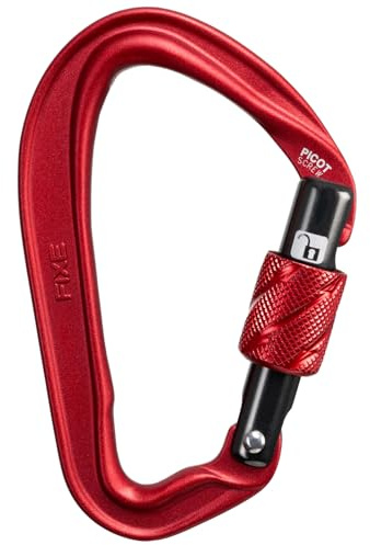 FIXE - Picot Screw, Mosquetón con Rosca Ultraligero para Escalada Deportiva y Maniobras Técnicas, Cierre Screw Lock, Aluminio 7075, Lock Check, EN 12275, 22 kN, Conical Nose
