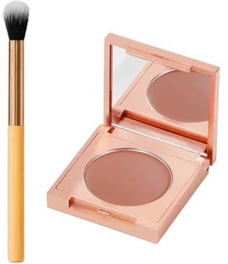 Corrector de Bajo de Ojos en Barro Coloreado CC, Corrector de Color Bajo de Ojos con Pincel, Hidratante Ocultador, Cubre Ojeras Oscuras y Proporciona un Aspecto Impecable (C)