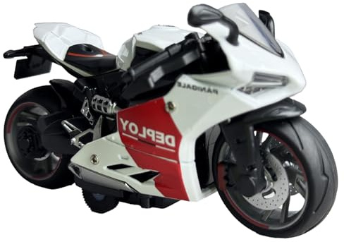 YORISMAL Motocicleta de aleación de metal realista modelo de juguete juego de regalo en caja transparente para cumpleaños y ocasiones especiales (blanco)