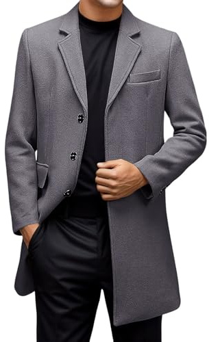 Manteau Homme Hiver Long Redingote Coat Grand Froid Manteaux d'hiver Laine en Noir 3/4 Parka Fourrure Chaude Caban Trench Court Winter Men Veste Très Blazer Chic Et Elegant Chaud Monteau Cuir Vestes