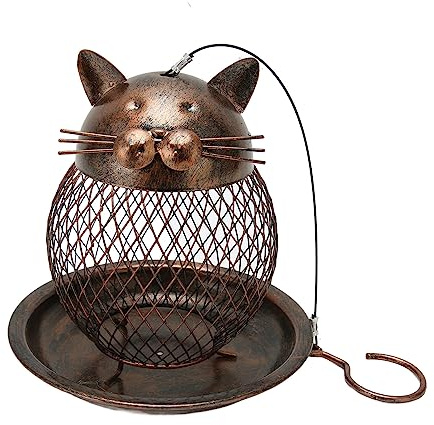 Mangeoire à Oiseaux en Forme de Chat, mangeoire à Oiseaux en Fer Suspendue à l'extérieur, décoration Vintage pour Villa Jardin Cour