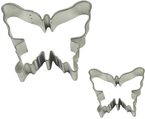 PME SC612 Plätzchen- und Kuchenausstecher mit Schmetterlingsmotiv, Kleines und Großes Format, Sortiment, 2-teilig, Edelstahl, Silver, cm, 7 x 2 x 5.5 cm, 1 Einheiten
