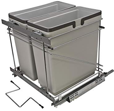 Rok Salice Soft Close Undermount Kitchen Cabinet Heavy Duty Pull Out Organizer Trash and Recycle Center with Dual 35 Quart Bin in 21 Base Waste Garbage Container, SAQPAM21235C