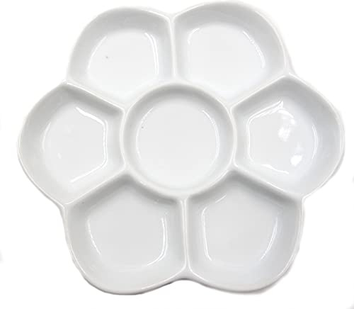 Paleta de Mezcla de Pintura de Acuarela en Forma de Margarita de cerámica de Porcelana, Paleta de Pintura de Artista para Agua, Aceite o Color acrílico (5 Pulgadas / 12,7 cm)