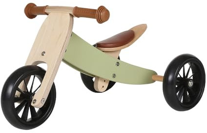 Bandits & Angels Smart Bike Laufrad Holz 4-in-1 Retro Grün ab 1 Jahr – Für Jungen und Mädchen – Laufrad aus Holz – Umkehrbar in Dreirad und Zweirad – Verstellbarer Sattel