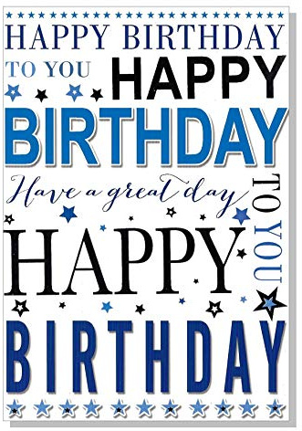 Open Birthday Card - Script Blue & Silver - 7.5 x 5.25 004