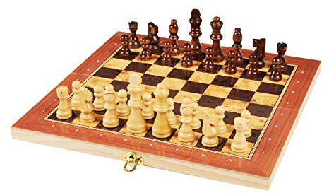 rparty Tablero Madera Ajedrez Magnetico,3 EN 1 Ajedrez y Damas Backgammon en Estuche con portátil de Tablero Plegable para niños y Adultos 30X30 cm