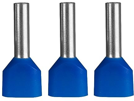 100 pièces de bornes de câble doubles ERKO, section transversale du conducteur 2,5 mm², longueur 10 mm, bornes de câble professionnelles en cuivre galvanisé avec isolation en polyamide