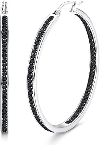 Dimaday Orecchini a cerchio in acciaio inossidabile per donna con strass multicolore Set di gioielli 35MM/40MM/50MM