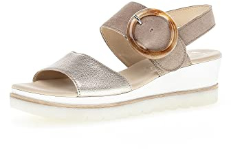 Gabor Women Sandals, Ladies Wedge Sandals,Wedge Sandals,Wedge Heel,Summer Shoe,Comfortable,Flat,Beige (Puder/Rabbit),37.5 EU / 4.5 UK