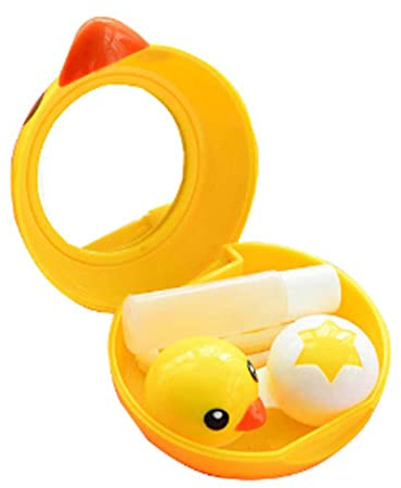 Myopia - Estuche para lentes de contacto, caja pequeña para lentes de contacto, bonita caja de cuidado, estilo pato amarillo