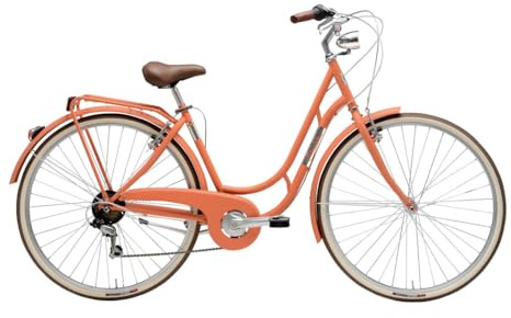 Cicli Adriatica Bazam stadscykel för kvinnor, 28 tum dansk dam vintage, 6-växlad växellåda, stålram, storlek 48, matt lax