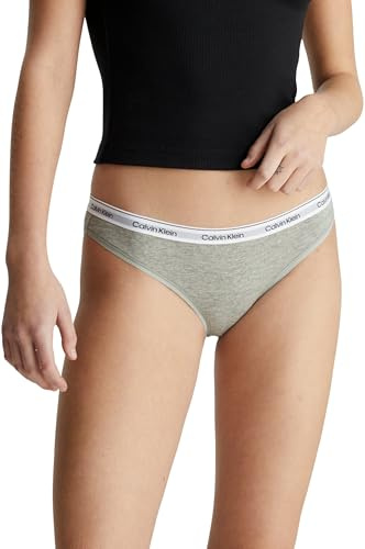 Calvin Klein Braguita Tipo Bikini Mujer con Logotipo en la Cintura, Gris (Grey Heather), XS