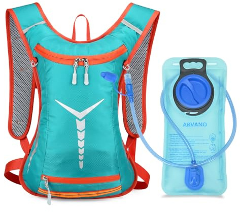 Arvano Mochila Hidratacion, Mochila Correr con Bolsa Agua 2 litros Ligera Mochila Bici para Hombre Mujer, Mochila Agua pequeña para Trail Running Esquiar MTB Maratón Senderismo Ciclismo