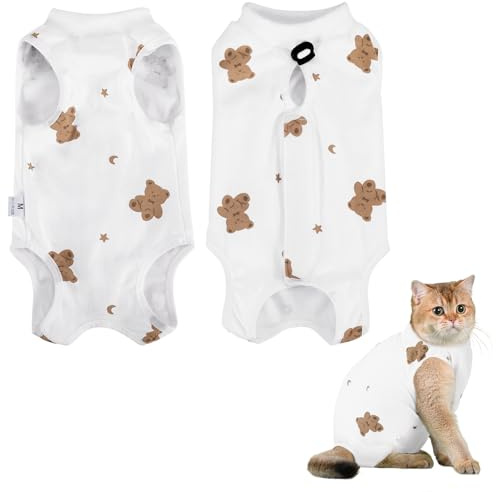 Invalidism Traje de recuperación de cirugía para gatos, traje de recuperación posquirúrgica, traje de gatito, body antilamer gatos, chaleco protector de heridas, ropa isabelina con cuello y cono