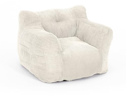 Pamapic Sitzsack, Sitzsack Erwachsene mit Füllung, Bean Bag Chair mit Tragbarem Griff, Modernes Ergonomisches Bean Bag, Indoor Sitzsäcke Stuhl für Wohnzimmer, Schlafzimmer, Spielzimmer, Beige
