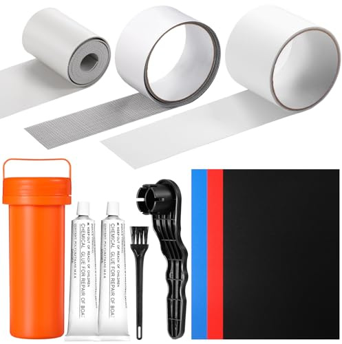 Gejoy Inflatable Boat Repair Kit Include 3 x PVC Patch, 1 x Repair Tape, 1 x Kayak Patches, 1 x Clear TPU Patch Tape, 2 x 30 ml Glue and 1 x Maintenance Kit for Inflatable Raft Boat Canoe Kayak
