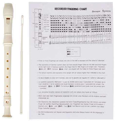 träblåsinstrument 8-håls nybörjarflöjt med stång Sopranblockflöjt Klarinett Tysk diskantflöjt träblåsinstrument(Beige)