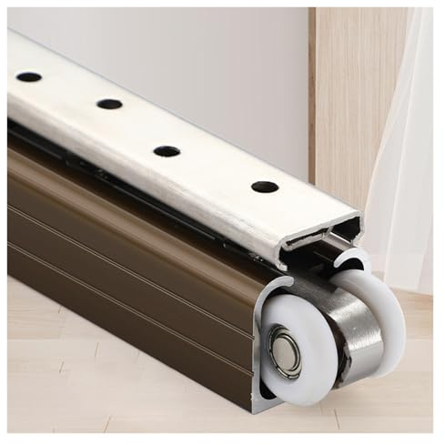 Kit de puerta corredera invisible, riel de pista, sistema de puerta de bolsillo oculto personalizable para puertas de derivación plegables de montaje en techo interno en pared