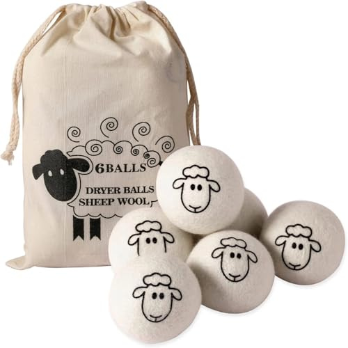Palline per asciugatrice riutilizzabili XL in lana ammorbidente palla extra large con motivo animale biologico – accorciare asciugatura morbida soffice statica dura 1000 carichi, confezione da 6