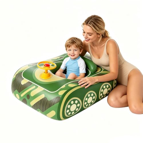 Green Tank Baby Swimming Float Inflatable Baby Pool Float for Kids 18-36 Months,Baby Inflatable Swimming Rings Kids Rubber Ring,Inflatables Swim Ring Pool Rings for Toddlers Infant Boys 1-5 Years
