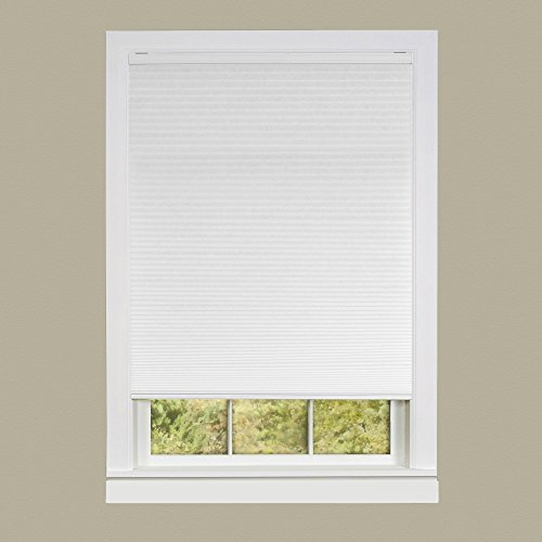 Cordless Light Filtering Cellular Pleated Window Shades - 27 Inch Width, 64 Inch Length (White) - Room Darkening Top-Down Honeycomb Pull Down Blinds for Windows and Skylights by Achim Home Decor