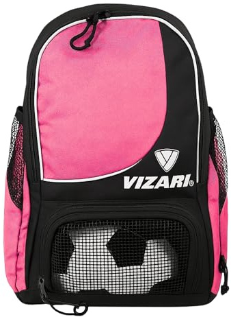 Vizari Solano Soccer Backpack With Ball Compartment and Vented Ball Pocket and Mesh Side Cargo Pockets for Adults and Teens