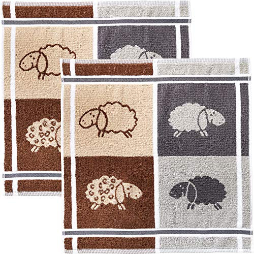 Kracht Frottier-Geschirrtuch Schafe 2er-Pack Baumwolle Schafe Größe 50x50 cm